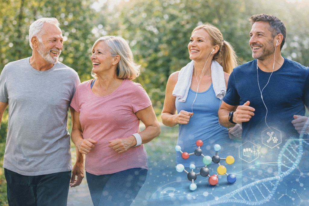 Adults engaged in light physical activity illustrating how balanced nutrition and amino acid support fit into everyday life