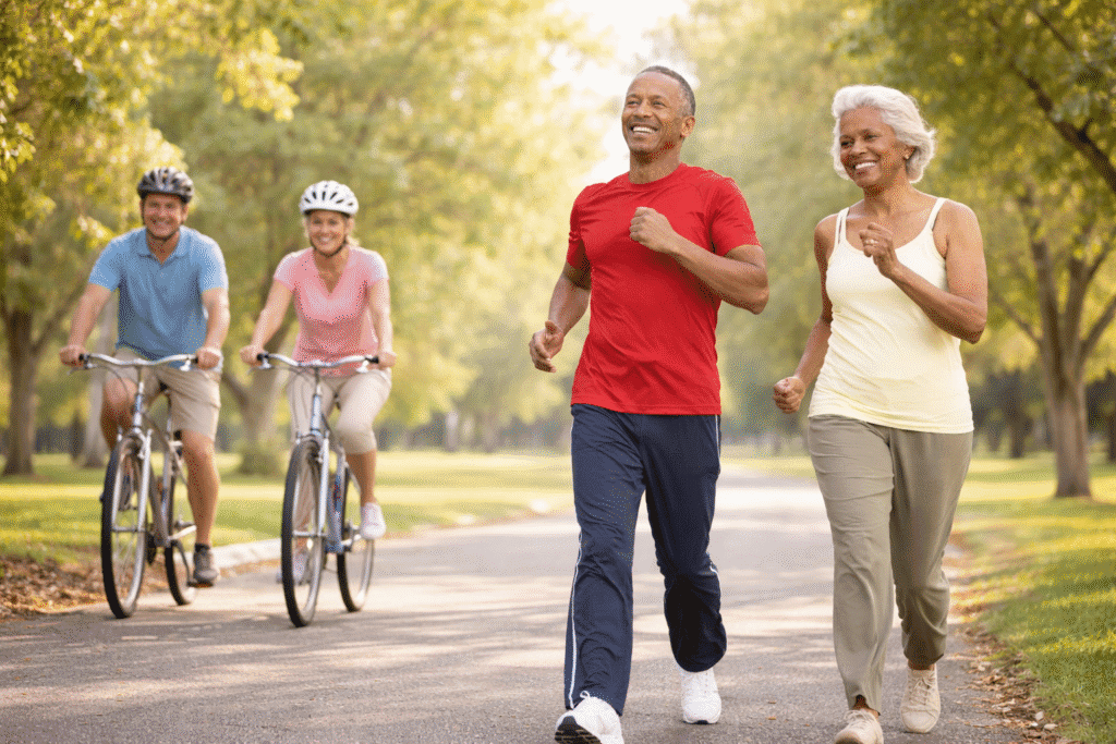 Active adults supporting healthy circulation and daily vitality