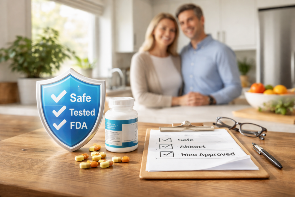 Educational illustration representing responsible supplement use, safety awareness, and cognitive health support practices associated with brain supplements.