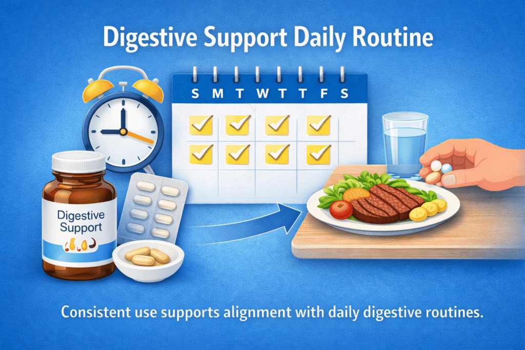 Illustration representing consistent digestive support supplement use