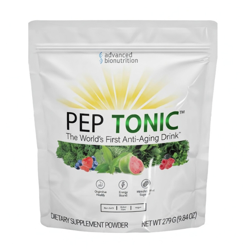 Pep Tonic dietary supplement powder packaging by Advanced Bionutrition