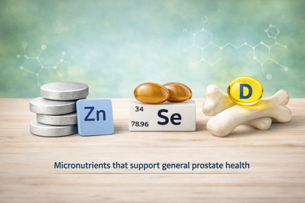 Vitamins and minerals commonly included in prostate support supplements