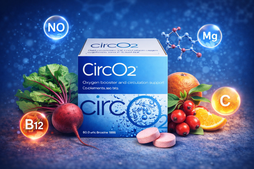 CircO2 ingredients including beet extract vitamin B12 vitamin C magnesium and circulation support compounds