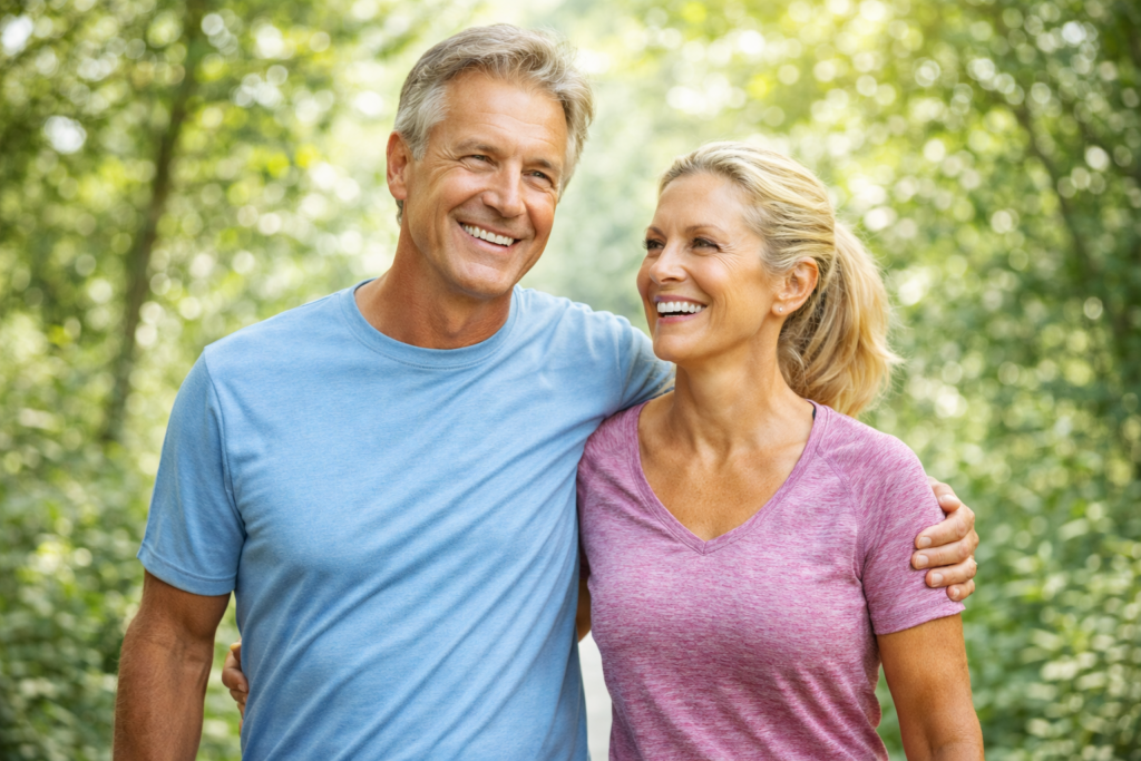 Healthy active lifestyle representing longevity, vitality, and overall wellness supported by balanced nutrition and daily habits