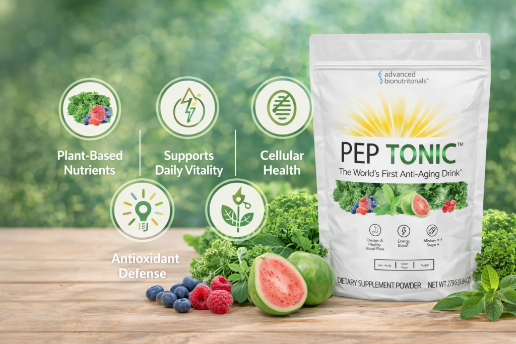 Pep Tonic plant-based ingredients supporting cellular health energy and antioxidant defense