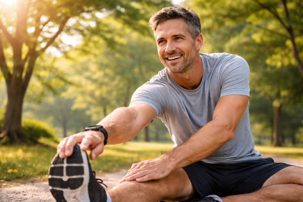 active healthy man jogging representing energy stamina and male vitality