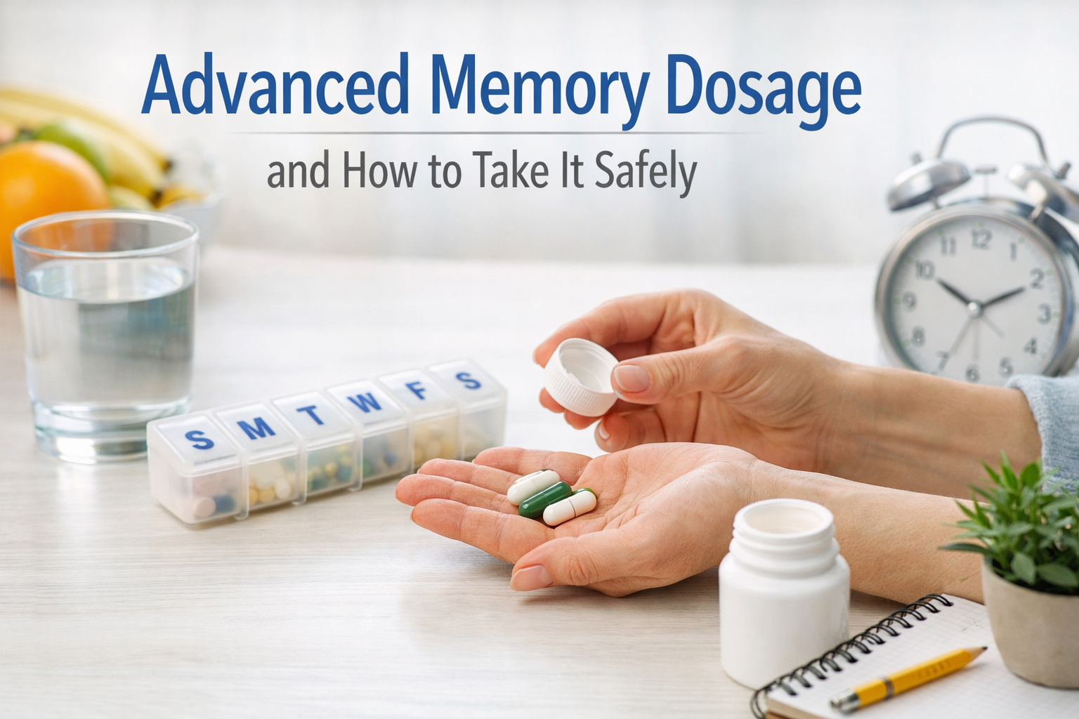 Daily supplement routine illustrating consistent dosage habits for cognitive support supplement use