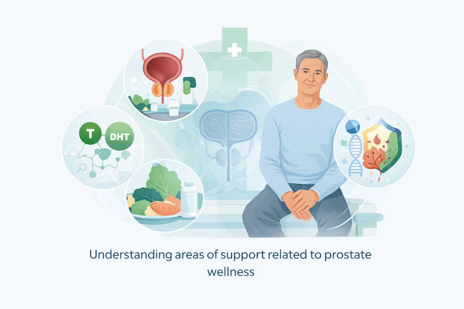 Illustration representing potential prostate health support benefits
