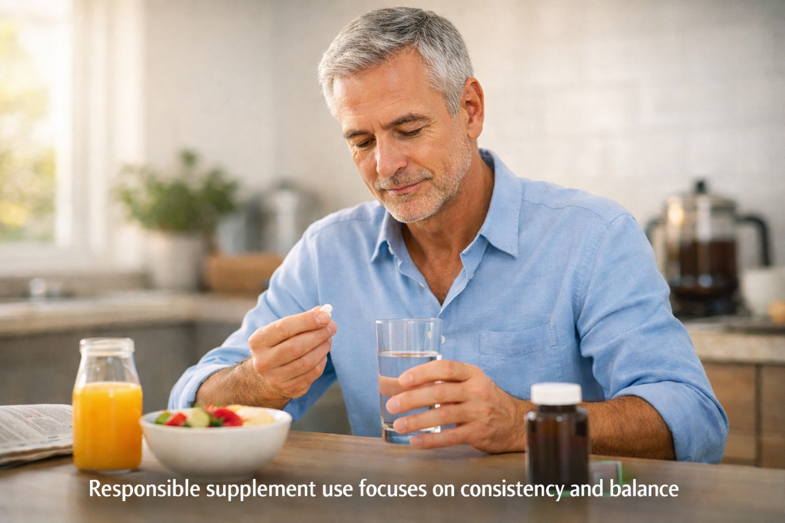 Illustration representing responsible use of a prostate support supplement
