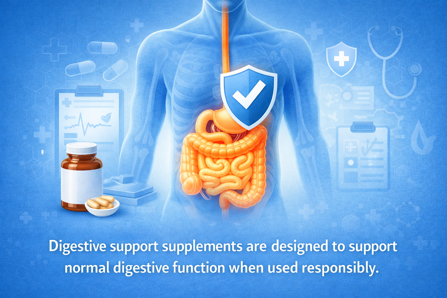 Neutral medical illustration representing digestive health and safety