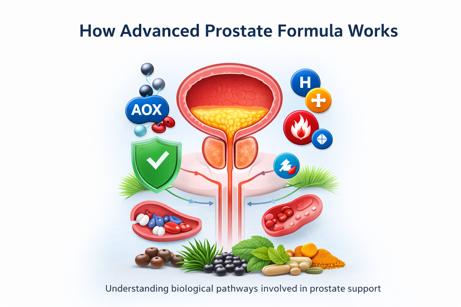 Illustration explaining how prostate support supplements work